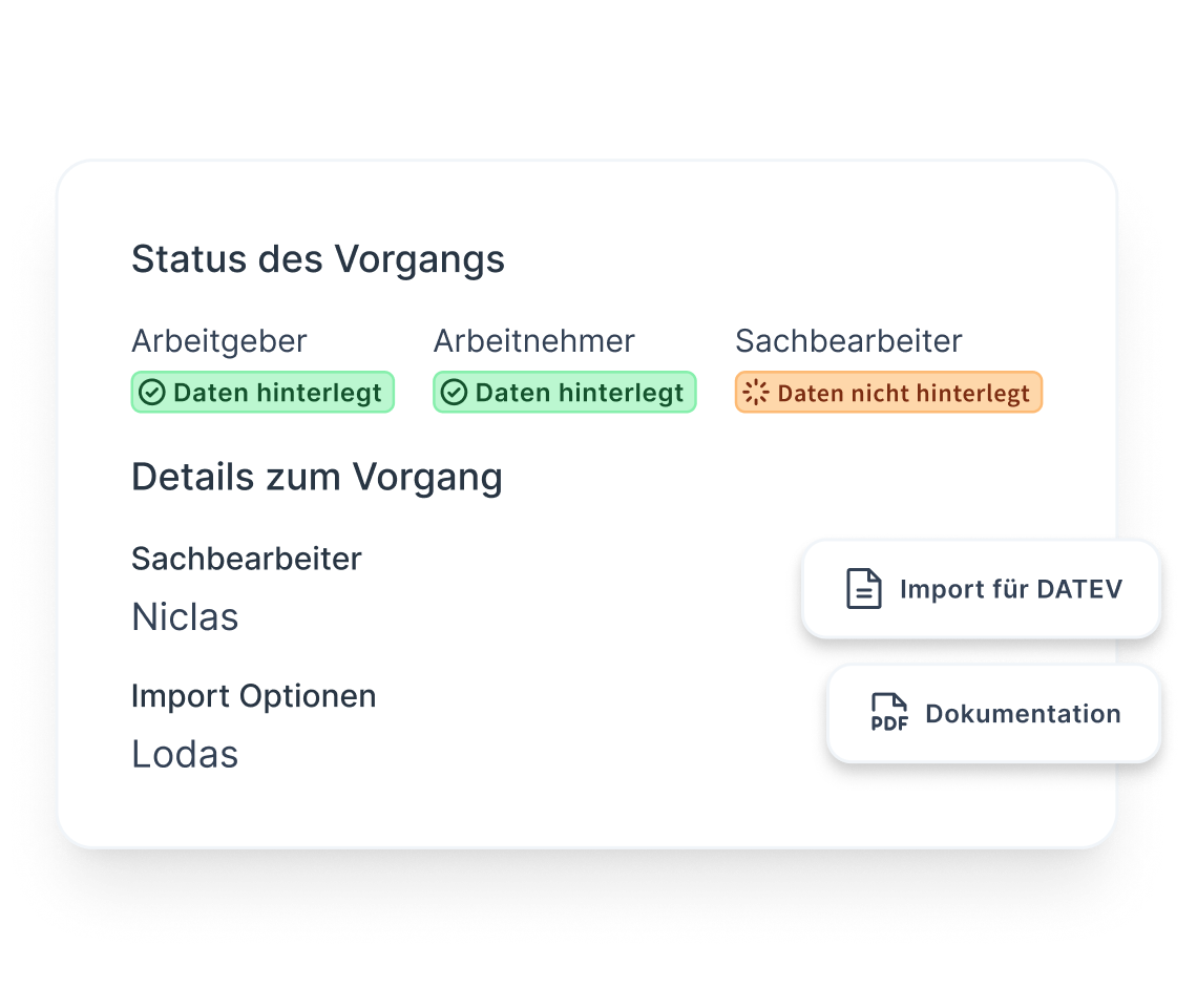 Screenshot der Fastdocs Steuerzentrale mit Übersicht über Mitarbeiterakten
